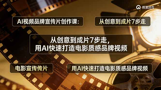 AI视频品牌宣传片创作课：从创意到成片7步走，用AI快速打造电影质感品牌视频网创-网赚-电商-tk-出海-AI-抖音-快手-小红书-视频号-玩法-创业-小程序-公众号-私域-s粉网创智库