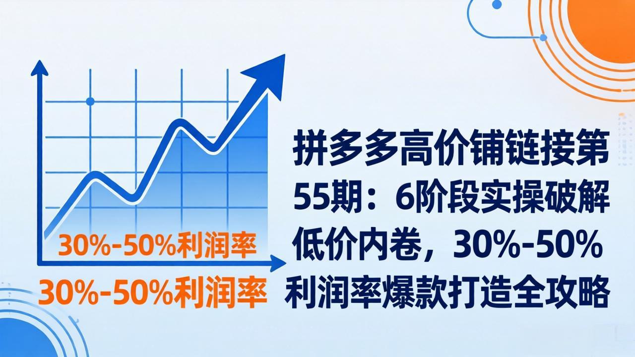 拼多多高价铺链接第55期：6阶段实操破解低价内卷，30%-50%利润率爆款打造全攻略 - 网创智库网创-网赚-电商-tk-出海-AI-抖音-快手-小红书-视频号-玩法-创业-小程序-公众号-私域-s粉网创智库