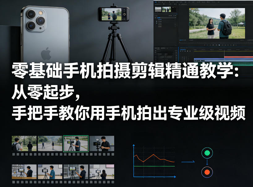 零基础手机拍摄剪辑精通教学：从零起步，手把手教你用手机拍出专业级视频 - 网创智库网创-网赚-电商-tk-出海-AI-抖音-快手-小红书-视频号-玩法-创业-小程序-公众号-私域-s粉网创智库