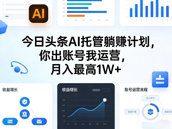 今日头条AI托管躺賺计划，你出账号我运营，月入最高1W+【揭秘】网创-网赚-电商-tk-出海-AI-抖音-快手-小红书-视频号-玩法-创业-小程序-公众号-私域-s粉网创智库