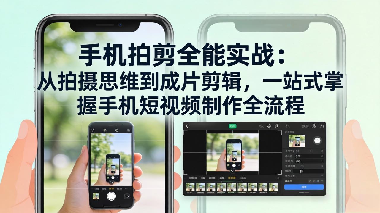 手机拍剪全能实战：从拍摄思维到成片剪辑，一站式掌握手机短视频制作全流程 - 网创智库网创-网赚-电商-tk-出海-AI-抖音-快手-小红书-视频号-玩法-创业-小程序-公众号-私域-s粉网创智库