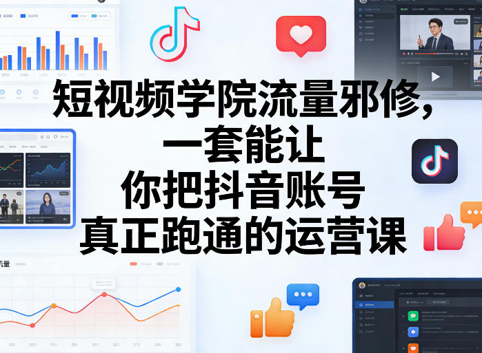 短视频学院流量邪修，一套能让你把抖音账号真正跑通的运营课网创-网赚-电商-tk-出海-AI-抖音-快手-小红书-视频号-玩法-创业-小程序-公众号-私域-s粉网创智库