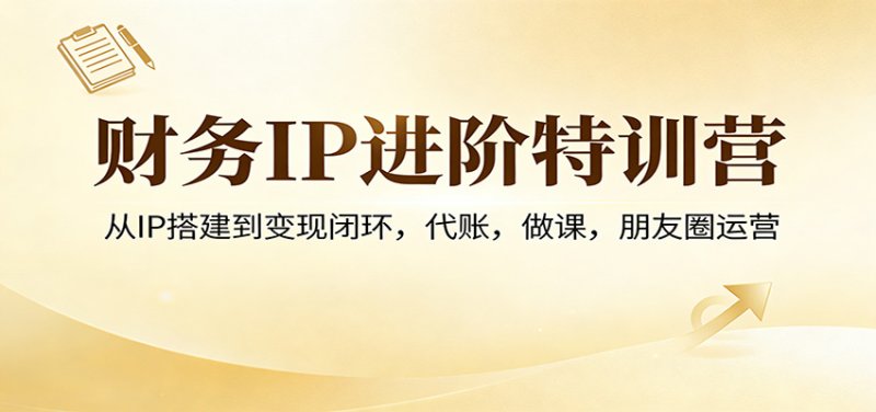 财务IP进阶特训营：从IP搭建到变现闭环，代账，做课，朋友圈运营网创-网赚-电商-tk-出海-AI-抖音-快手-小红书-视频号-玩法-创业-小程序-公众号-私域-s粉网创智库