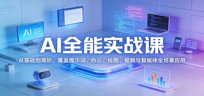 AI全能实战课：从基础到高阶，覆盖提示词、办公、绘图、视频与智能体全场景应用 - 网创智库网创-网赚-电商-tk-出海-AI-抖音-快手-小红书-视频号-玩法-创业-小程序-公众号-私域-s粉网创智库