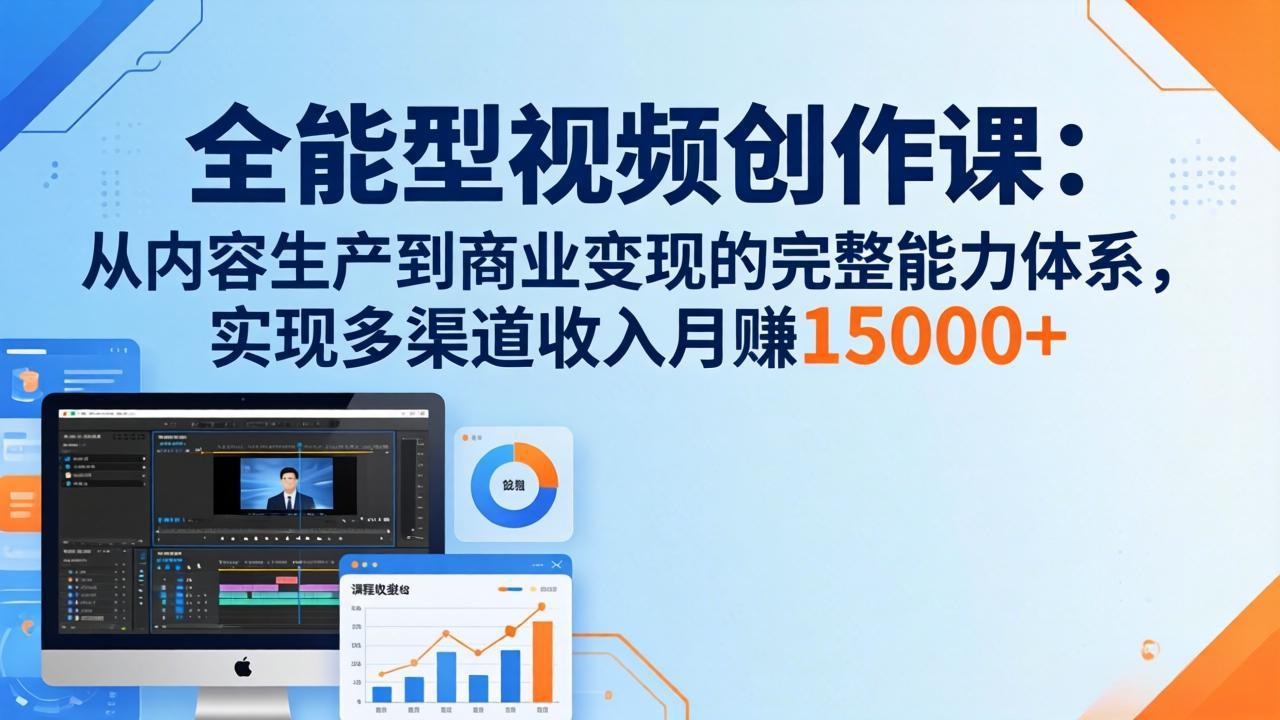 全能型视频创作课-26年3月更新：从内容生产到商业变现的完整能力体系，多渠道收入月赚15000+ - 网创智库网创-网赚-电商-tk-出海-AI-抖音-快手-小红书-视频号-玩法-创业-小程序-公众号-私域-s粉网创智库