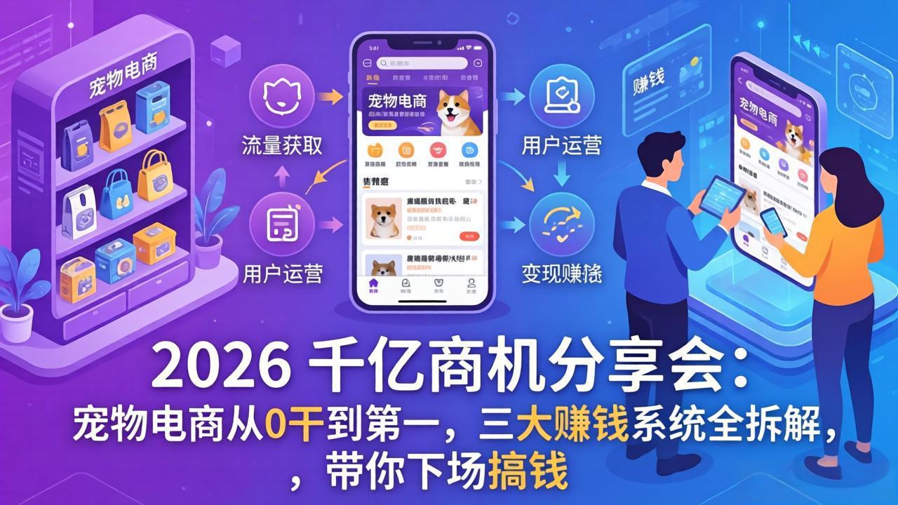 2026 千亿商机分享会：宠物电商从0干到第一，三大赚钱系统全拆解，带你下场搞钱 - 网创智库网创-网赚-电商-tk-出海-AI-抖音-快手-小红书-视频号-玩法-创业-小程序-公众号-私域-s粉网创智库