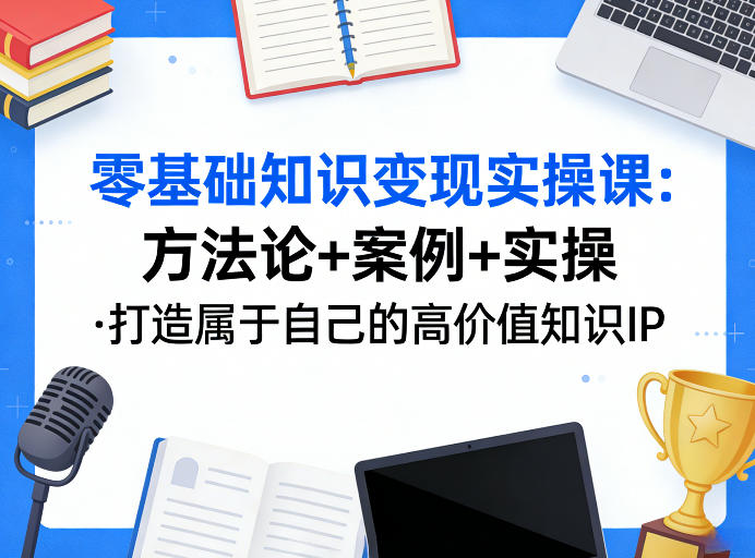 零基础知识变现实操课，方法论+案例+实操，打造属于自己的高价值知识IP网创-网赚-电商-tk-出海-AI-抖音-快手-小红书-视频号-玩法-创业-小程序-公众号-私域-s粉网创智库