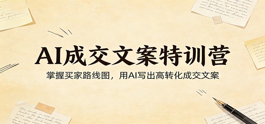 AI成交文案特训营：掌握买家路线图，用AI写出高转化成交文案 - 网创智库网创-网赚-电商-tk-出海-AI-抖音-快手-小红书-视频号-玩法-创业-小程序-公众号-私域-s粉网创智库