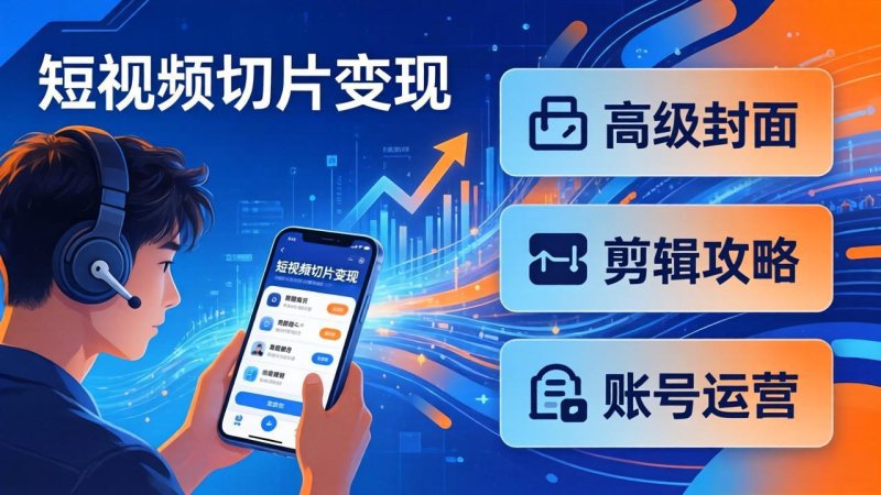 短视频切片变现速成班2.0：高级封面+剪辑攻略+账号运营，0基础小白快速入局副业网创-网赚-电商-tk-出海-AI-抖音-快手-小红书-视频号-玩法-创业-小程序-公众号-私域-s粉网创智库