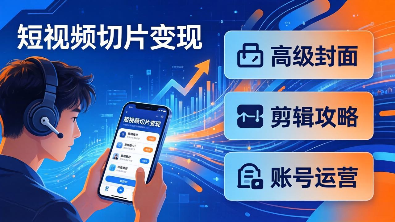 短视频切片变现速成班2.0：高级封面+剪辑攻略+账号运营，0基础小白快速入局副业 - 网创智库网创-网赚-电商-tk-出海-AI-抖音-快手-小红书-视频号-玩法-创业-小程序-公众号-私域-s粉网创智库