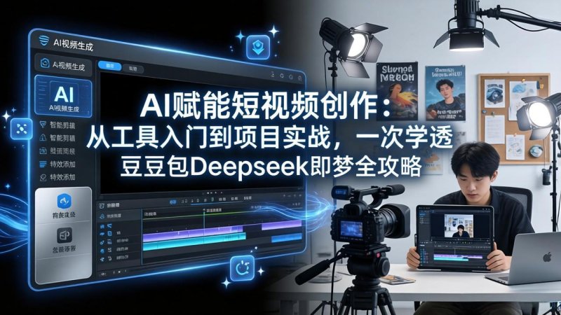 AI赋能短视频创作：从工具入门到项目实战，一次学透豆包Deepseek即梦全攻略网创-网赚-电商-tk-出海-AI-抖音-快手-小红书-视频号-玩法-创业-小程序-公众号-私域-s粉网创智库
