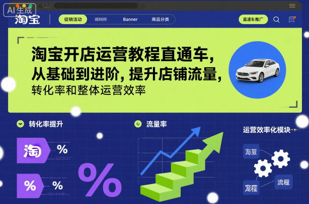 淘宝开店运营教程直通车,从基础到进阶,提升店铺流量,转化率和整体运营效率(更新26年3月24日)网创-网赚-电商-tk-出海-AI-抖音-快手-小红书-视频号-玩法-创业-小程序-公众号-私域-s粉网创智库