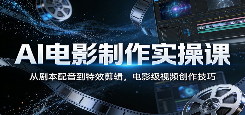 AI电影制作实操课:从剧本配音到特效剪辑,电影级视频创作技巧 - 网创智库网创-网赚-电商-tk-出海-AI-抖音-快手-小红书-视频号-玩法-创业-小程序-公众号-私域-s粉网创智库