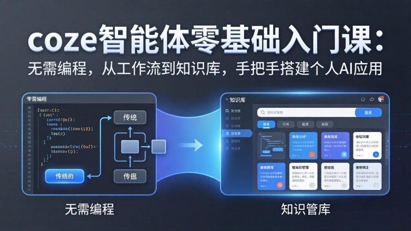 coze智能体零基础入门课：无需编程，从工作流到知识库，手把手搭建个人AI应用网创-网赚-电商-tk-出海-AI-抖音-快手-小红书-视频号-玩法-创业-小程序-公众号-私域-s粉网创智库
