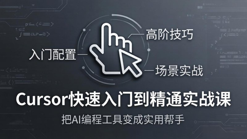 Cursor快速入门到精通实战课：入门配置+高阶技巧+场景实战，把AI编程工具变成实用帮手网创-网赚-电商-tk-出海-AI-抖音-快手-小红书-视频号-玩法-创业-小程序-公众号-私域-s粉网创智库