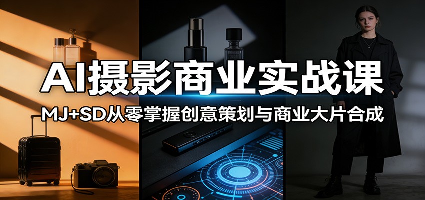 AI摄影商业实战课：MJ+SD从零掌握创意策划与商业大片合成 - 网创智库网创-网赚-电商-tk-出海-AI-抖音-快手-小红书-视频号-玩法-创业-小程序-公众号-私域-s粉网创智库
