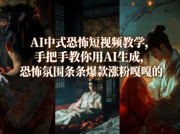 AI中式恐怖短视频教学,手把手教你用AI生成,恐怖氛围条条爆款涨粉嘎嘎的网创-网赚-电商-tk-出海-AI-抖音-快手-小红书-视频号-玩法-创业-小程序-公众号-私域-s粉网创智库