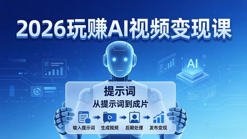 2026玩赚AI视频变现课：掌握 AI 视频全流程技能，从提示词到成片高效产出网创-网赚-电商-tk-出海-AI-抖音-快手-小红书-视频号-玩法-创业-小程序-公众号-私域-s粉网创智库