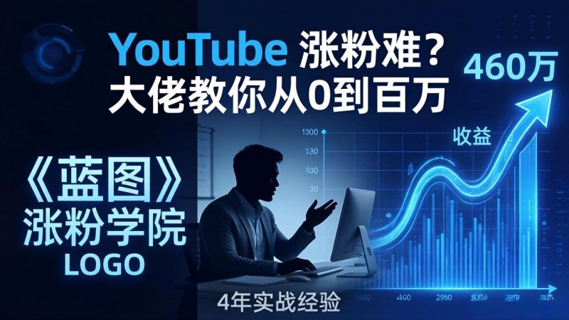 YouTube 涨粉难？《蓝图涨粉学院》：4 年赚 460 万的大佬教策略，从0到百万有路径！网创-网赚-电商-tk-出海-AI-抖音-快手-小红书-视频号-玩法-创业-小程序-公众号-私域-s粉网创智库
