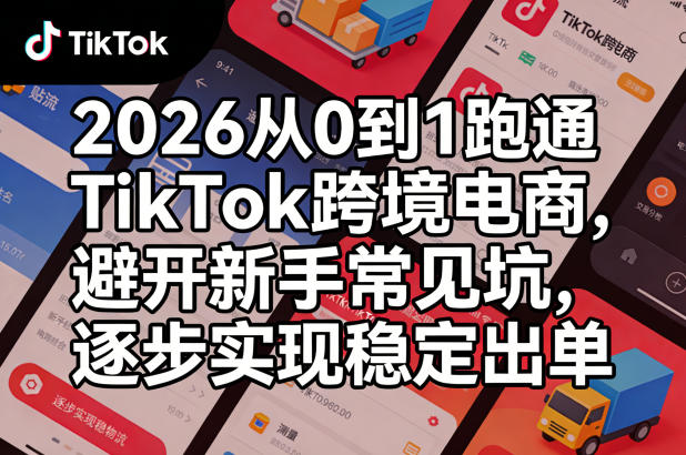 2026从0到1跑通TikTok跨境电商，避开新手常见坑，逐步实现稳定出单网创-网赚-电商-tk-出海-AI-抖音-快手-小红书-视频号-玩法-创业-小程序-公众号-私域-s粉网创智库