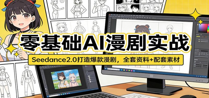 零基础AI漫剧实战：Seedance2.0打造爆款漫剧，全套资料+配套素材网创-网赚-电商-tk-出海-AI-抖音-快手-小红书-视频号-玩法-创业-小程序-公众号-私域-s粉网创智库