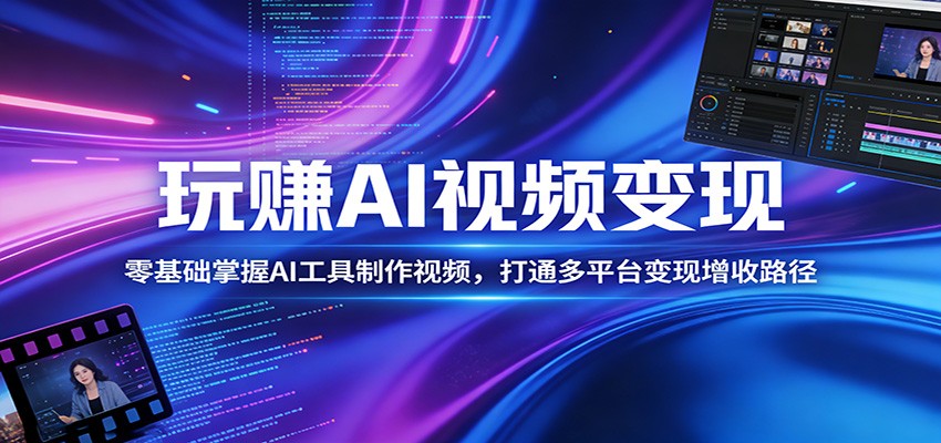 玩赚AI视频变现，零基础掌握AI具制作视频，打通多平台变现增收路径 - 网创智库网创-网赚-电商-tk-出海-AI-抖音-快手-小红书-视频号-玩法-创业-小程序-公众号-私域-s粉网创智库