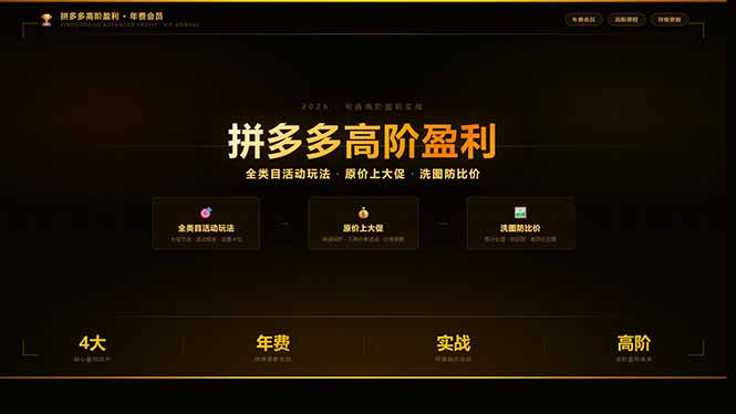 拼多多高阶盈利年费会员(更新3月31网创-网赚-电商-tk-出海-AI-抖音-快手-小红书-视频号-玩法-创业-小程序-公众号-私域-s粉网创智库