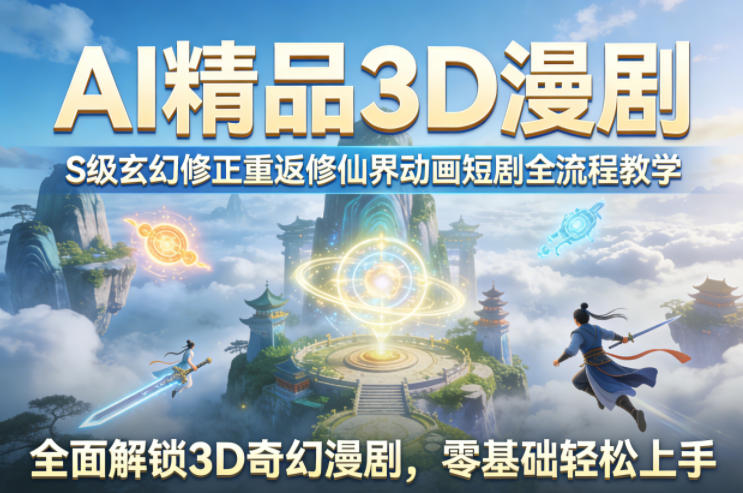 AI精品3D漫剧S级玄幻修正重返修仙界动画短剧全流程教学，全面解锁3D奇幻漫剧，零基础轻松上手网创-网赚-电商-tk-出海-AI-抖音-快手-小红书-视频号-玩法-创业-小程序-公众号-私域-s粉网创智库