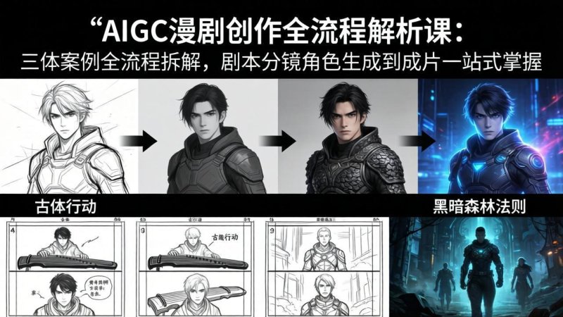 AIGC漫剧创作全流程解析课：三体案例全流程拆解，剧本分镜角色生成到成片一站式掌握网创-网赚-电商-tk-出海-AI-抖音-快手-小红书-视频号-玩法-创业-小程序-公众号-私域-s粉网创智库
