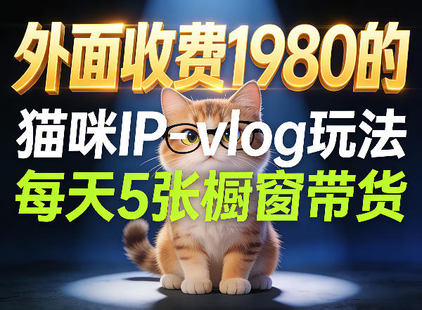 宠物赛道猫咪IP-vlog玩法，26条视频涨粉29W，每天5张橱窗带货拆解网创-网赚-电商-tk-出海-AI-抖音-快手-小红书-视频号-玩法-创业-小程序-公众号-私域-s粉网创智库
