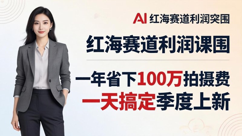 服装老板AI模特图课：一年省下100万拍摄费，一天搞定季度上新，红海赛道利润突围网创-网赚-电商-tk-出海-AI-抖音-快手-小红书-视频号-玩法-创业-小程序-公众号-私域-s粉网创智库