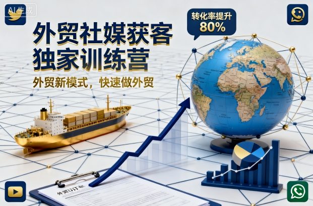 外贸社媒获客独家训练营，外贸新模式，快速做外贸(更新26年3月)网创-网赚-电商-tk-出海-AI-抖音-快手-小红书-视频号-玩法-创业-小程序-公众号-私域-s粉网创智库