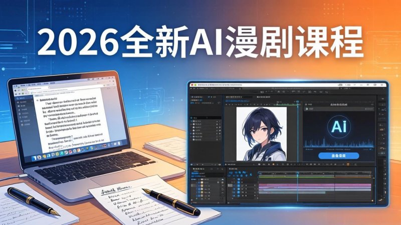 2026全新AI漫剧课程：覆盖创作全链路，教你写作分镜剪辑配音一站式打造漫剧作品网创-网赚-电商-tk-出海-AI-抖音-快手-小红书-视频号-玩法-创业-小程序-公众号-私域-s粉网创智库