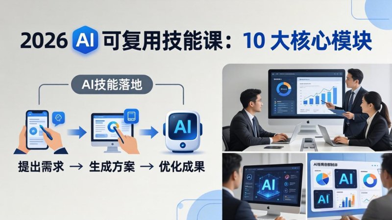 2026AI可复用技能-4月新课：10大核心模块，手把手教你把AI用进工作、产出成果网创-网赚-电商-tk-出海-AI-抖音-快手-小红书-视频号-玩法-创业-小程序-公众号-私域-s粉网创智库