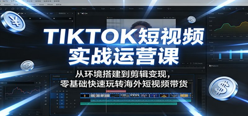 TIKTOK短视频实战运营课：从环境搭建到剪辑变现，零基础快速玩转海外短视频带货网创-网赚-电商-tk-出海-AI-抖音-快手-小红书-视频号-玩法-创业-小程序-公众号-私域-s粉网创智库