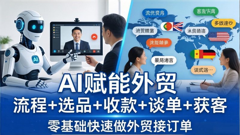 外贸+AI实战课：流程+选品+收款+谈单+获客，零基础快速做外贸接订单网创-网赚-电商-tk-出海-AI-抖音-快手-小红书-视频号-玩法-创业-小程序-公众号-私域-s粉网创智库
