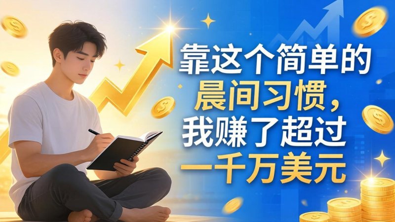 付费文章：靠这个简单的晨间习惯，我赚了超过一千万美元网创-网赚-电商-tk-出海-AI-抖音-快手-小红书-视频号-玩法-创业-小程序-公众号-私域-s粉网创智库