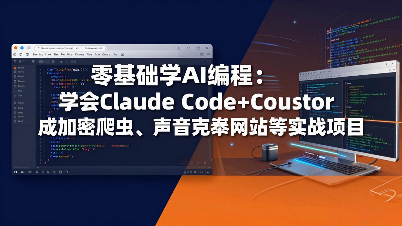 零基础学AI编程：学会Claude Code+Cursor完成加密爬虫、声音克隆网站等实战项目 - 网创智库网创-网赚-电商-tk-出海-AI-抖音-快手-小红书-视频号-玩法-创业-小程序-公众号-私域-s粉网创智库
