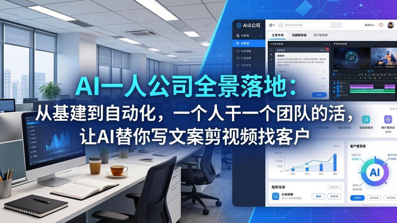AI一人公司全景落地：从基建到自动化，一个人干一个团队的活，让AI替你写文案剪视频找客户 - 网创智库网创-网赚-电商-tk-出海-AI-抖音-快手-小红书-视频号-玩法-创业-小程序-公众号-私域-s粉网创智库