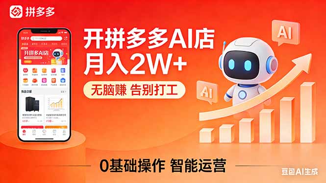 开一家拼多多AI店，月入2W+，无脑赚，告别打工，附SOP手册网创-网赚-电商-tk-出海-AI-抖音-快手-小红书-视频号-玩法-创业-小程序-公众号-私域-s粉网创智库