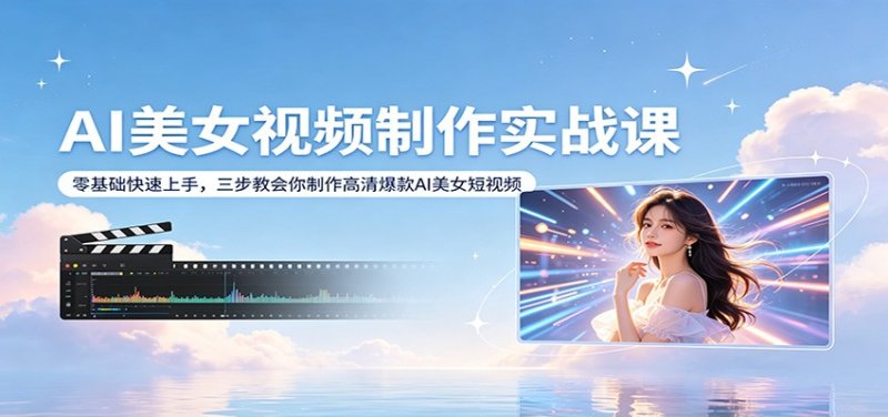 AI美女视频制作实战课：零基础快速上手，三步教会你制作高清爆款AI美女短视频网创-网赚-电商-tk-出海-AI-抖音-快手-小红书-视频号-玩法-创业-小程序-公众号-私域-s粉网创智库