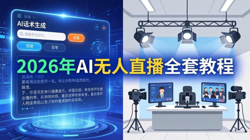 2026年AI无人直播全套教程：OBS安装+软件配置+直播间搭建+话术生成+一键开播实操网创-网赚-电商-tk-出海-AI-抖音-快手-小红书-视频号-玩法-创业-小程序-公众号-私域-s粉网创智库