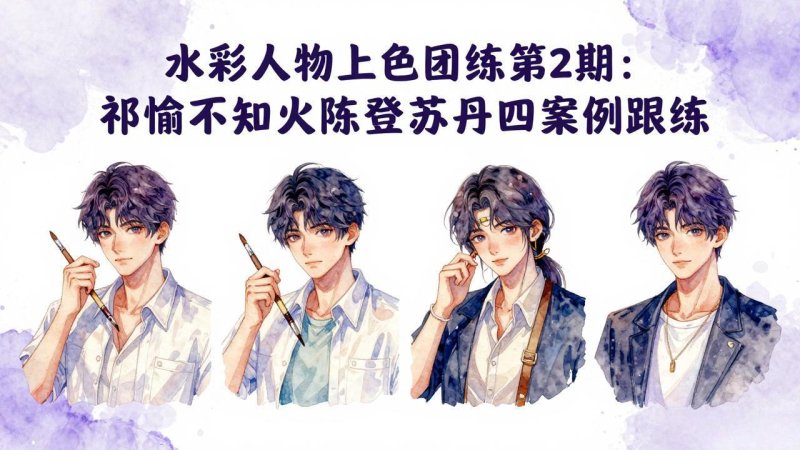 水彩人物上色团练第2期：祁煜不知火陈登苏丹四案例跟练，手把手提升绘画能力网创-网赚-电商-tk-出海-AI-抖音-快手-小红书-视频号-玩法-创业-小程序-公众号-私域-s粉网创智库