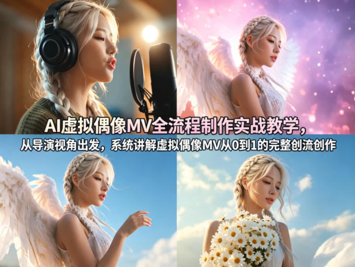 AI虚拟偶像MV全流程制作实战教学，从导演视角出发，系统讲解虚拟偶像MV从0到1的完整创作流程网创-网赚-电商-tk-出海-AI-抖音-快手-小红书-视频号-玩法-创业-小程序-公众号-私域-s粉网创智库
