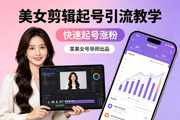 某美女号导师出品：美女剪辑起号引流教学，快速起号涨粉网创-网赚-电商-tk-出海-AI-抖音-快手-小红书-视频号-玩法-创业-小程序-公众号-私域-s粉网创智库