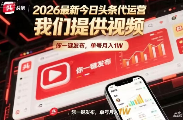 今日头条躺賺模式，你9我1，操作简单，一键发布，单机日入数百，长期合作【揭秘】网创-网赚-电商-tk-出海-AI-抖音-快手-小红书-视频号-玩法-创业-小程序-公众号-私域-s粉网创智库