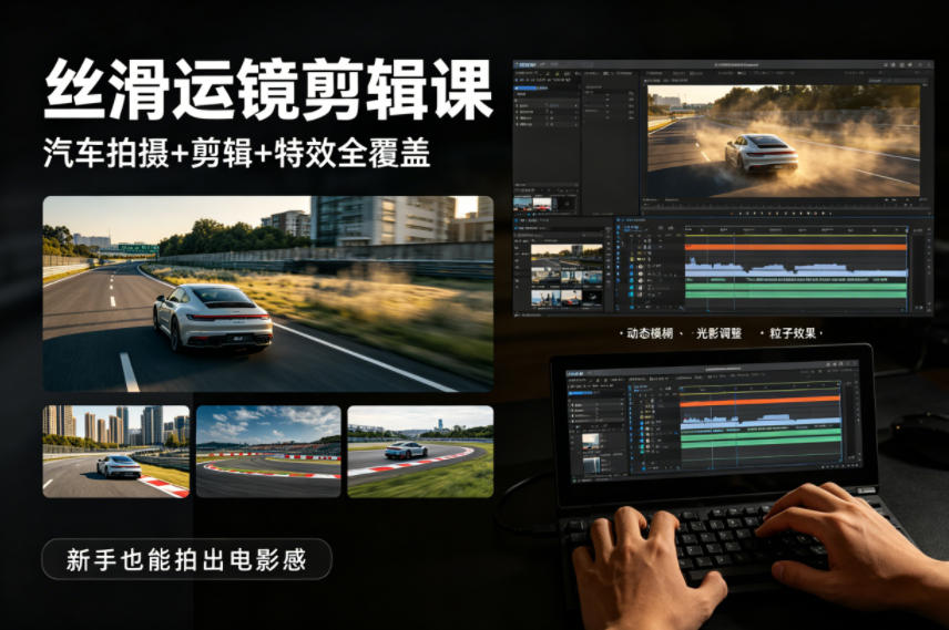 大叔丝滑运镜剪辑课，汽车拍摄+剪辑+特效全覆盖，新手也能拍出电影感 - 网创智库网创-网赚-电商-tk-出海-AI-抖音-快手-小红书-视频号-玩法-创业-小程序-公众号-私域-s粉网创智库