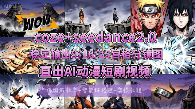 [COZE搭建教学]COZE+即梦Seedance 2.0稳定输出9-16-25宫格分镜图直出AI漫剧视频 - 网创智库网创-网赚-电商-tk-出海-AI-抖音-快手-小红书-视频号-玩法-创业-小程序-公众号-私域-s粉网创智库