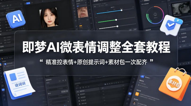 即梦AI微表情调整全套教程，精准控表情+原创提示词+素材包一次配齐 - 网创智库网创-网赚-电商-tk-出海-AI-抖音-快手-小红书-视频号-玩法-创业-小程序-公众号-私域-s粉网创智库