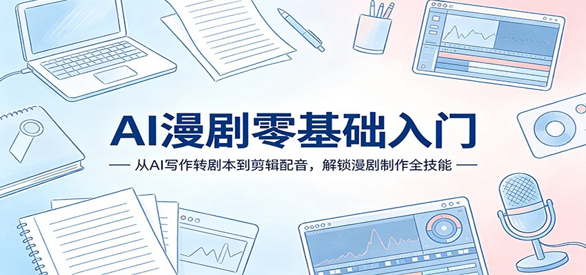 AI漫剧零基础入门:从AI写作转剧本到剪辑配音,解锁漫剧制作全技能 - 网创智库网创-网赚-电商-tk-出海-AI-抖音-快手-小红书-视频号-玩法-创业-小程序-公众号-私域-s粉网创智库